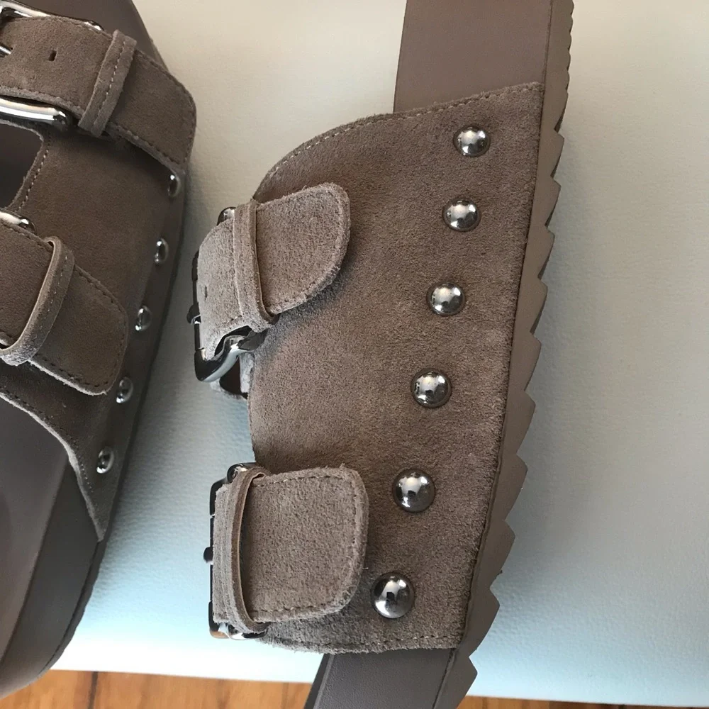 Steve Madden Tan Slide Sandals - Picture 4 of 15